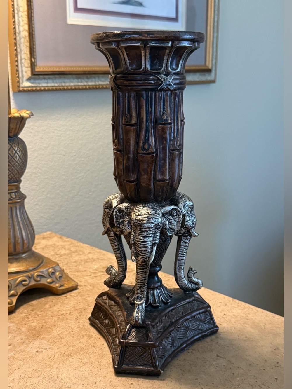 Decorative Resin Elephant Pedestal Vase